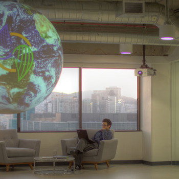 The Climate Corporation - Our Science on a Sphere allows us to visualize global data sets. (Star Wars fans rejoice, it also displays the Death Star.)