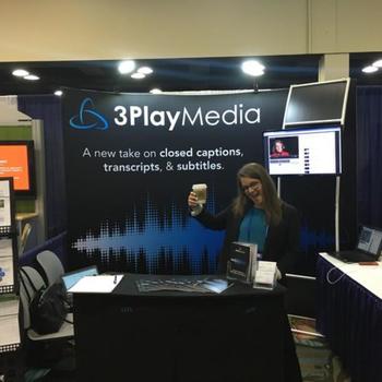 3play Media, Inc. - Having fun at a conference; coffee always helps