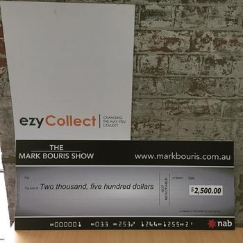 ezyCollect - Cash prize from @mark_bouris during a radio pitching contest!