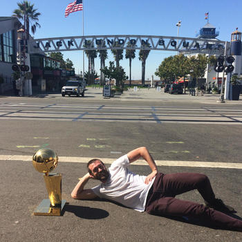 NomNomNow - Pose with the Finals trophy outside our Jack London Square office