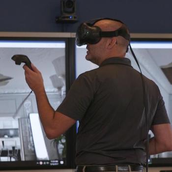 Farmers Insurance - A Farmers Insurance employee tests his skills in accurately assessing a property loss using the insurers' new virtual reality claims training program