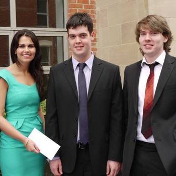 First Derivatives - Dormant Account (Do not call) - Liz O'Hanlon presents Queen's University students Andrew and Ryan with the First Derivative's prize in Financial Mathematics 2012