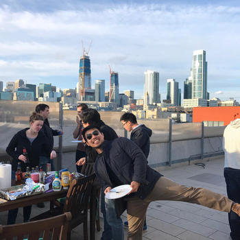 Vector - We love to eat and BBQ on the rooftop. You can see how excited Darren is!