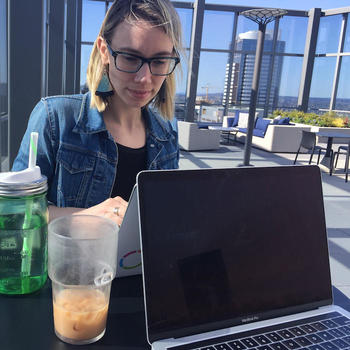 Textio - Working on the roof deck (when it's sunny)