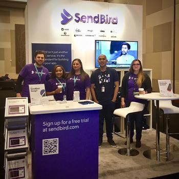 SendBird - We participate in many events around the world. This is our booth at AWS re:Invent 2018