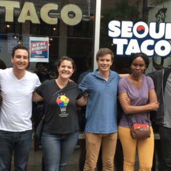 ThinkCERCA - We strive to make everyone feel included at ThinkCERCA, so every month we have a company-sponsored team lunch to celebrate CERCA-versaries and birthdays happening that month. Photo: some of the Product Team out to lunch during a Chicago summer day!
