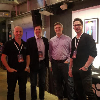 Webscale Networks - Meet Magento New York 2018 - left to right - VP Marketing (Andrew), VP Sales & BD (Mike), CTO/Founder (Jay) and Channel Manager (Scott)