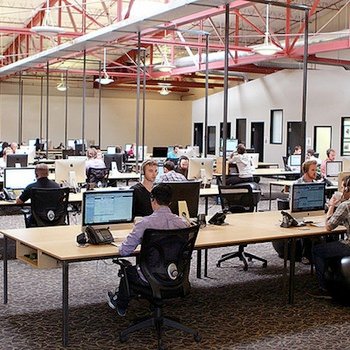 Software Advice - Our airy, open office.  The building used to be the Austin Opry House, formerly owned by Willie Nelson!