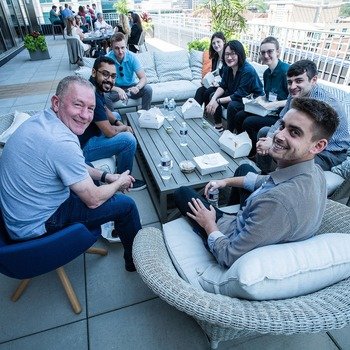 Interos Inc - Enjoying lunch on the rooftop at HQ!