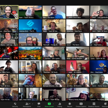 Semanticbits, LLC - Screenshot of our teams attending an all-hands meeting over Zoom video.