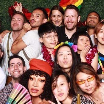 Grindr - Photo booth photo from company all-hands. Special guest appearance by Yvie Oddly! 