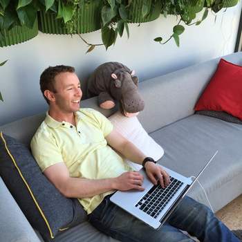Bespoke.is - Dave with Nils, the office hippo.