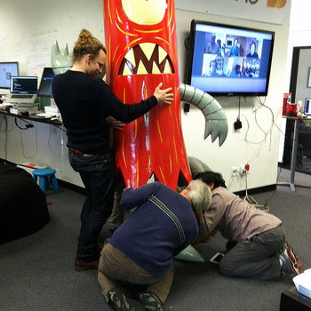 Reverb Technologies - Helping our mascot, Helper Monster, get set in his new home