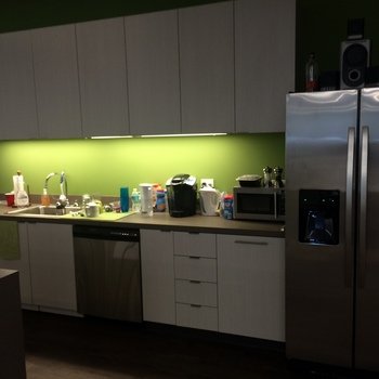 SimpleRelevance - There are always snacks, soda, beer, and coffee available in our kitchen.