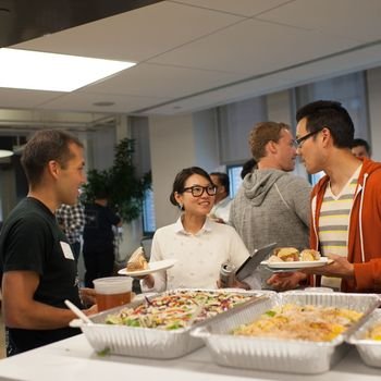 Gilt Groupe - Gilt Software Engineer Jennifer Shin grabs some food before a Gilt-hosted tech meetup