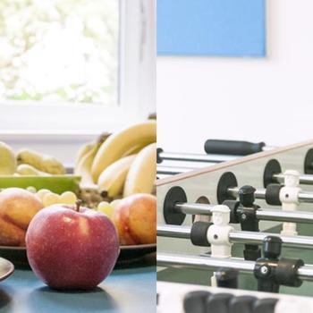 Raisin GmbH - We have a big kitchen with a kicker table and get fresh fruits several times a week